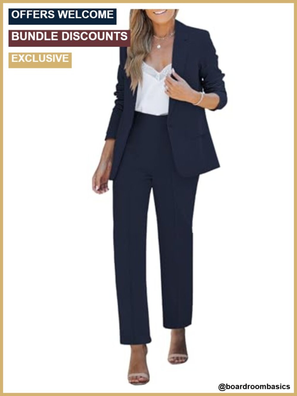 Women's 2 Piece Pantsuit Set Dressy Business Casual Blazer Outfit Long Sleeve
